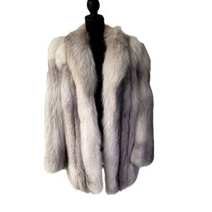 Vintage stunning women's luxury cross fox fur real fur coat, S-M, tan & brown!